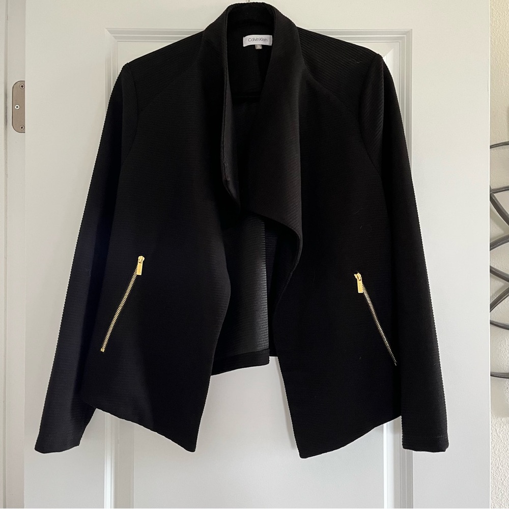 Calvin Klein Plus Size Open Jacket Blazer with Gold Zippers